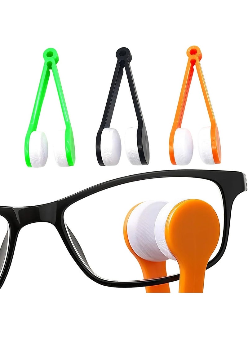 فرشاة تنظيف النظارات وأداة من الألياف الدقيقة (3 قطع) - منظف عدسات صغير الحجم للنظارات الشمسية ونظارات القراءة والنظارات الطبية - آمن ضد الخدوش - متعدد الألوان - Image 1